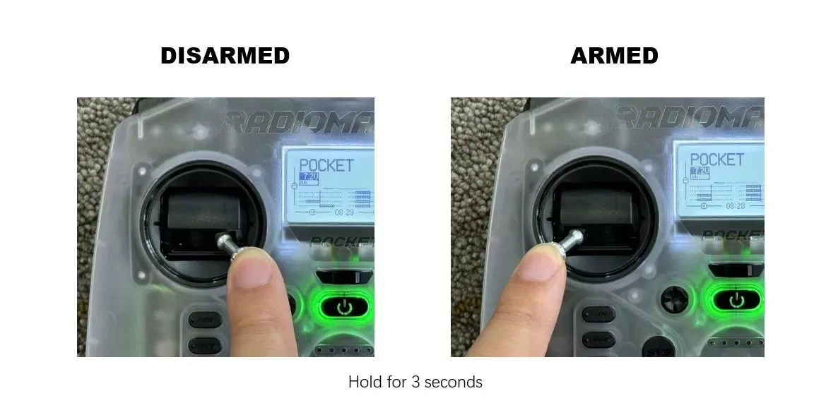 Arming and disarming stick positions