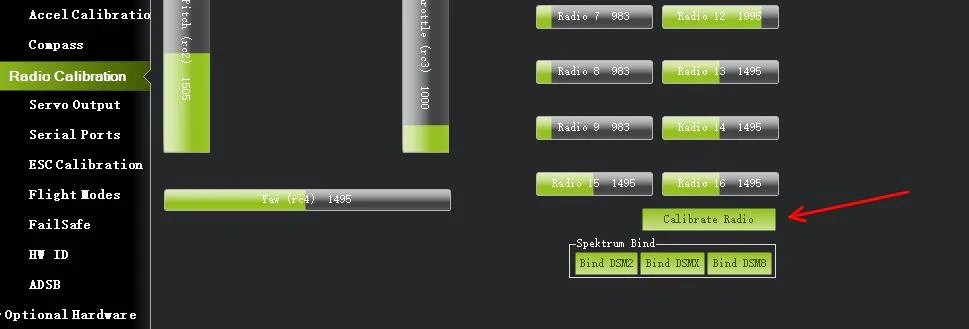 Mission Planner radio calibration