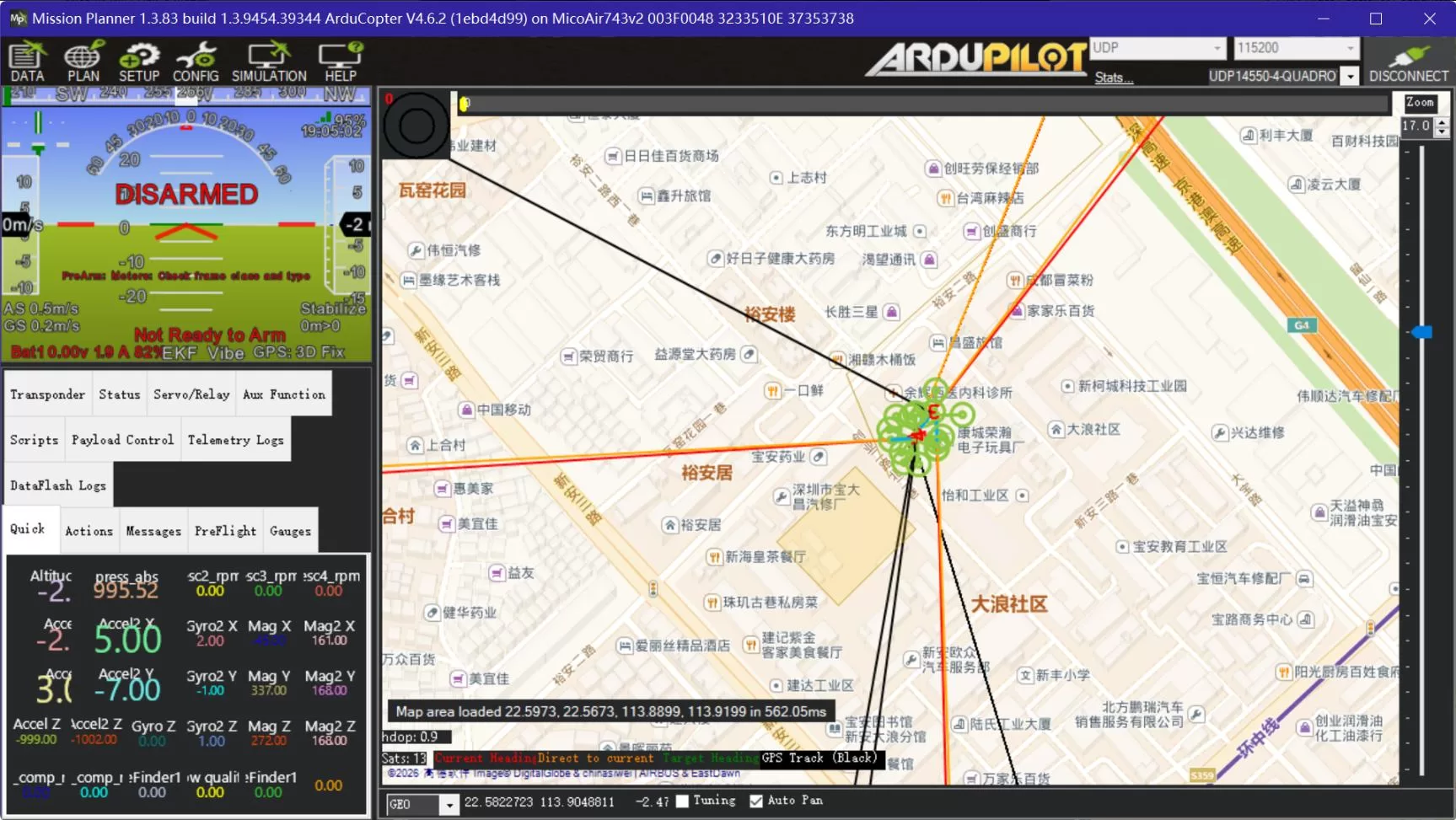 Four ArduPilot vehicles connected simultaneously in Mission Planner